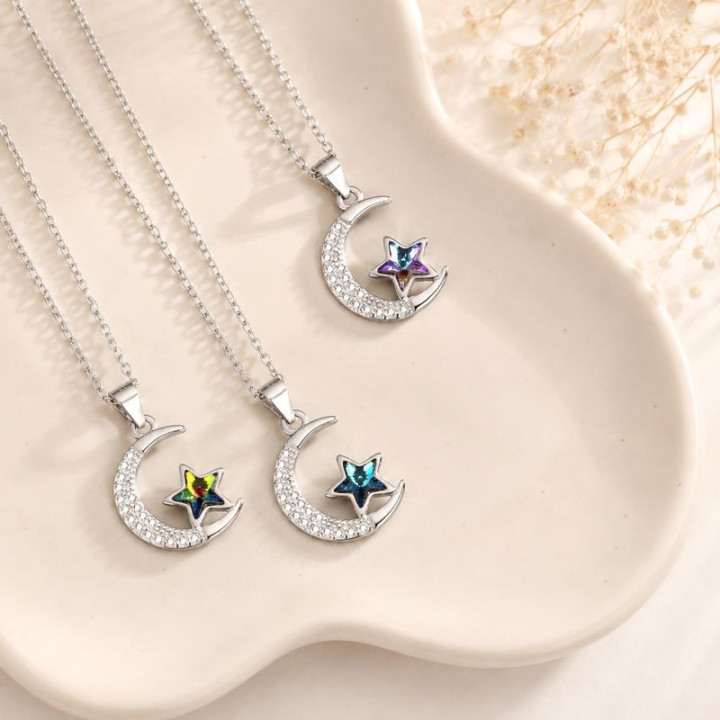 Продукт Колие от сребро с кристал Swarovski Лунна фаза Изображение